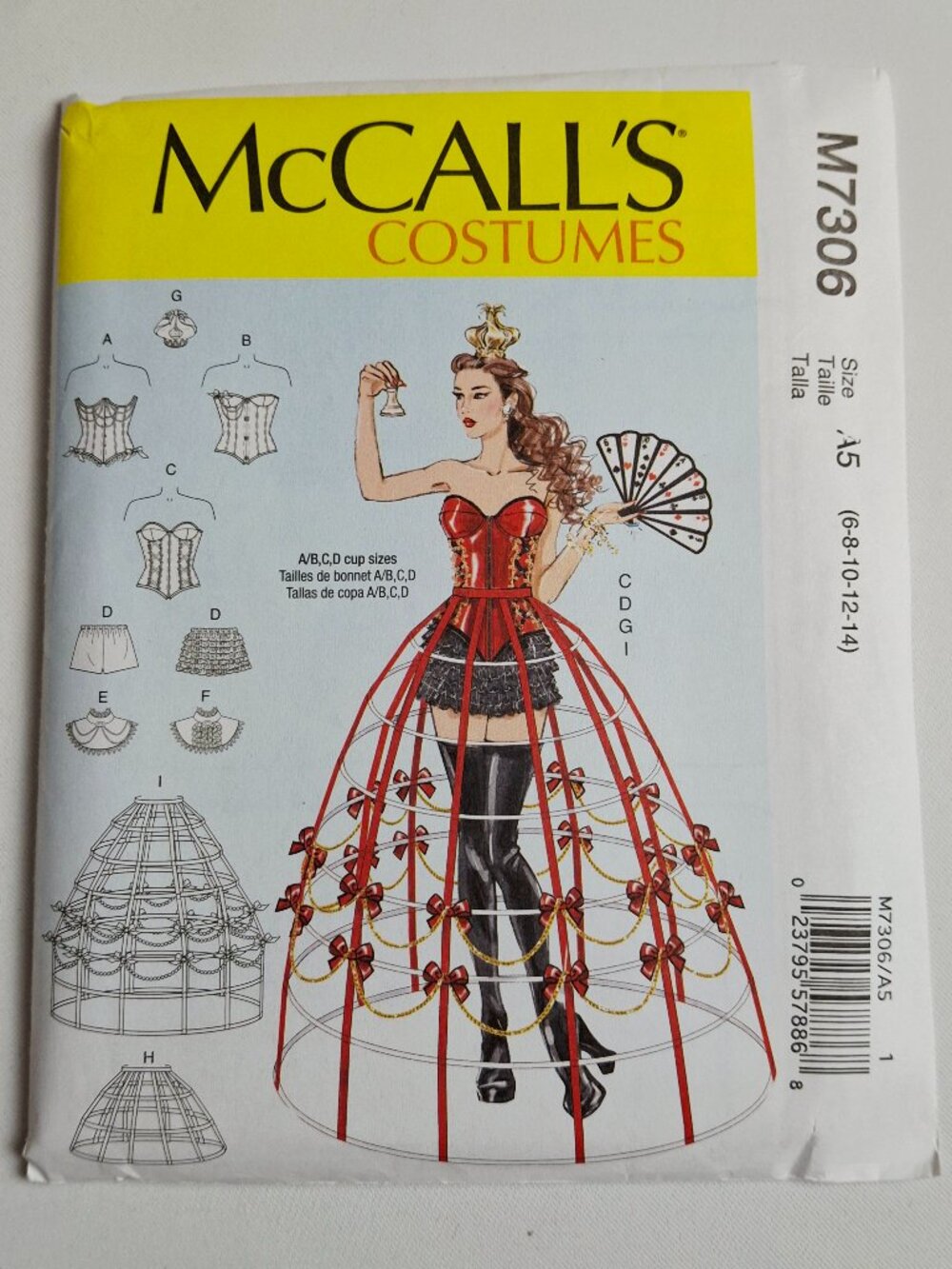 McCall's 7306 Sz 6-14 Corsets Hoop Skirts Shorts Collars Costume Pattern Uncut